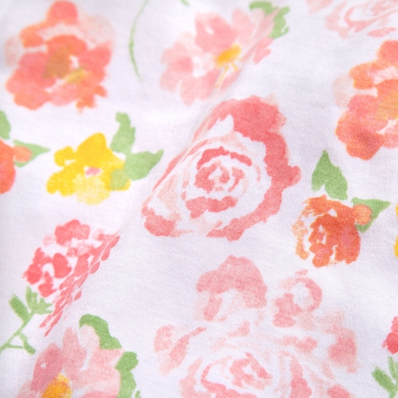 Rosy Spring Floral Watercolor Organic Cotton Loose Fit Footed Pajamas - Picture 2 of 6